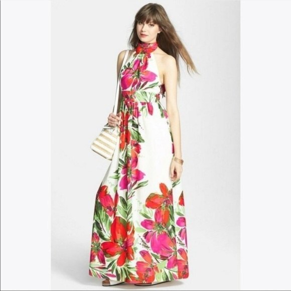 Eliza J Floral Print Chiffon Maxi Dress 4 NWT - Picture 1 of 13